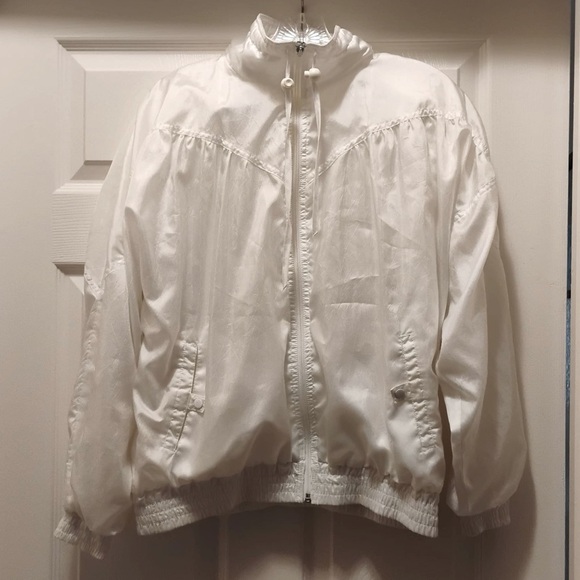 Vintage Adidas Pearl White Retro 80s Track Jacket Windbreaker Size M - Picture 1 of 7